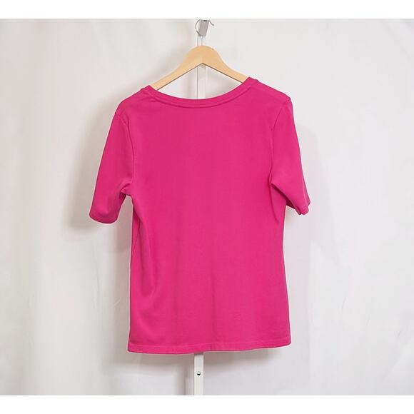 Chico's True Color Tee Dark Pink V-Neck Short Sleeve Top Misses Size 2 L - Picture 3 of 6